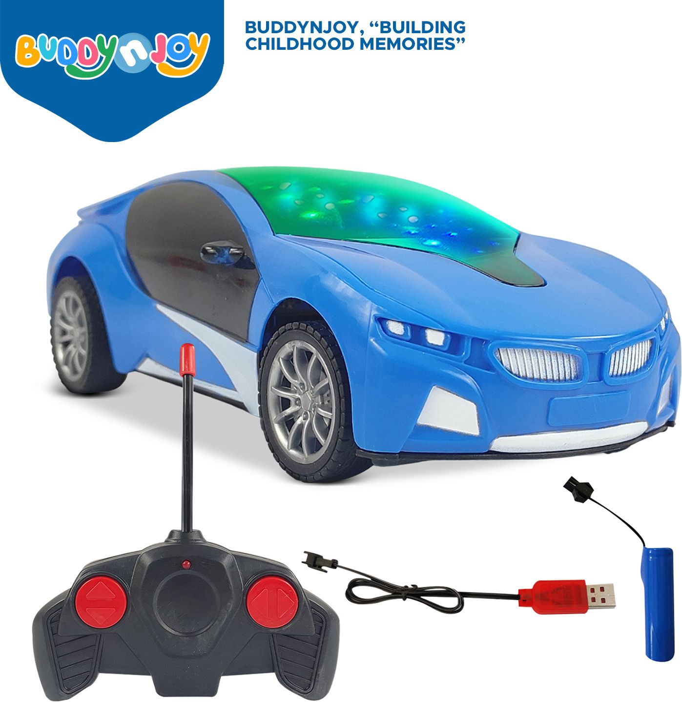 buddynjoy 3D lighting kids high speed rechargeable remote control Car for 3+ Years-picture-24