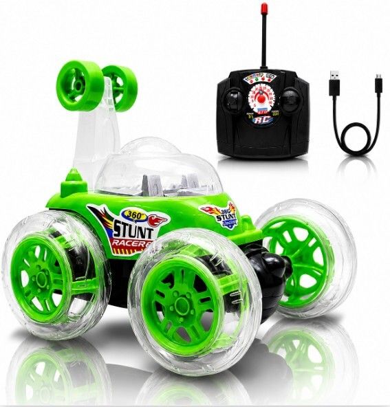 pepstter 2.4GHz Rechargeable RC 360° Stunt Car Double Sided Rotating Car Green Edition-picture-20