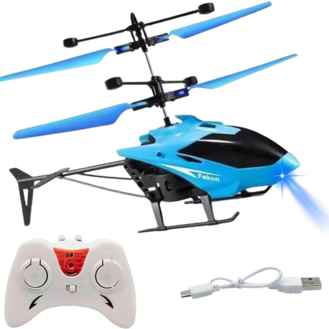 Remote control Helicopter toy with dual mode lighting & charging cable for kids