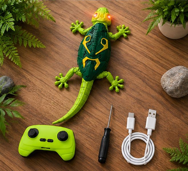 Remote Control Wall Climbing Lizard Toy with LED Lights & USB Rechargeable-image-1