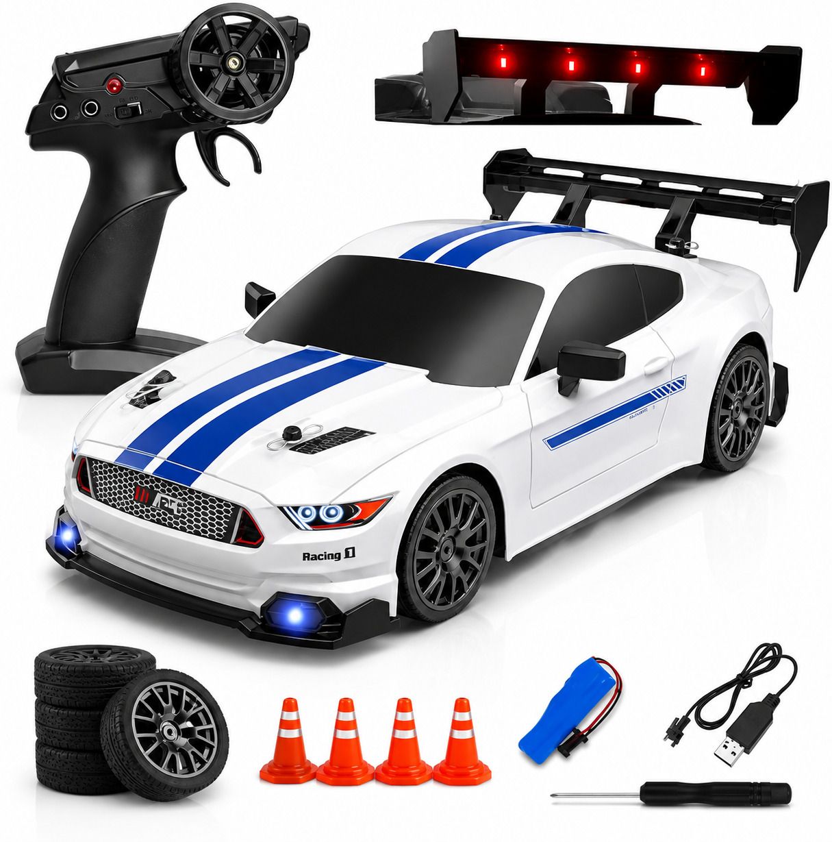 memobees DriftBlaze High Speed Drift RC Car with LED Lights | Rechargeable-picture-33