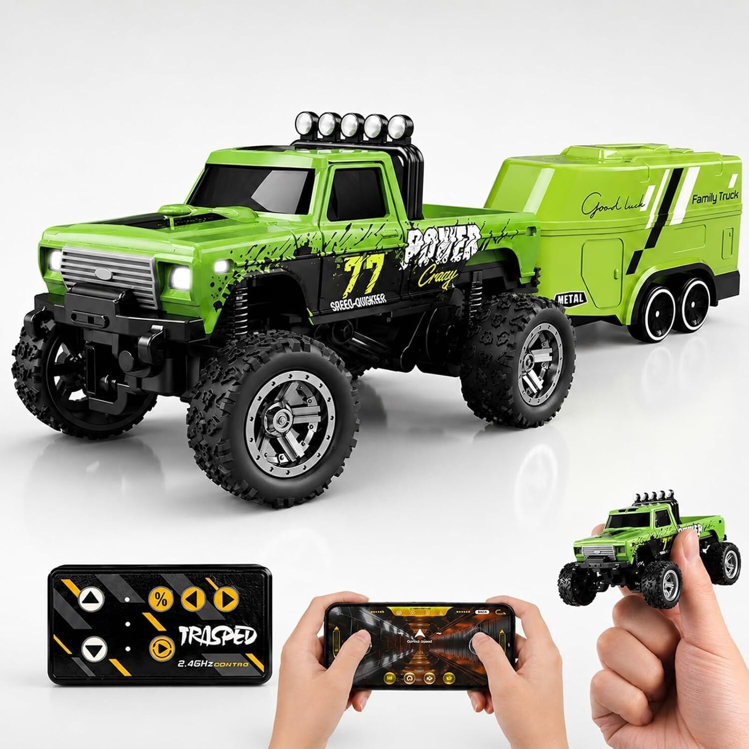 royaldeals Mini RC Truck, 1/64 Scale, 2.4Ghz & APP Remote Control, Rechargeable Alloy Shell-picture-37