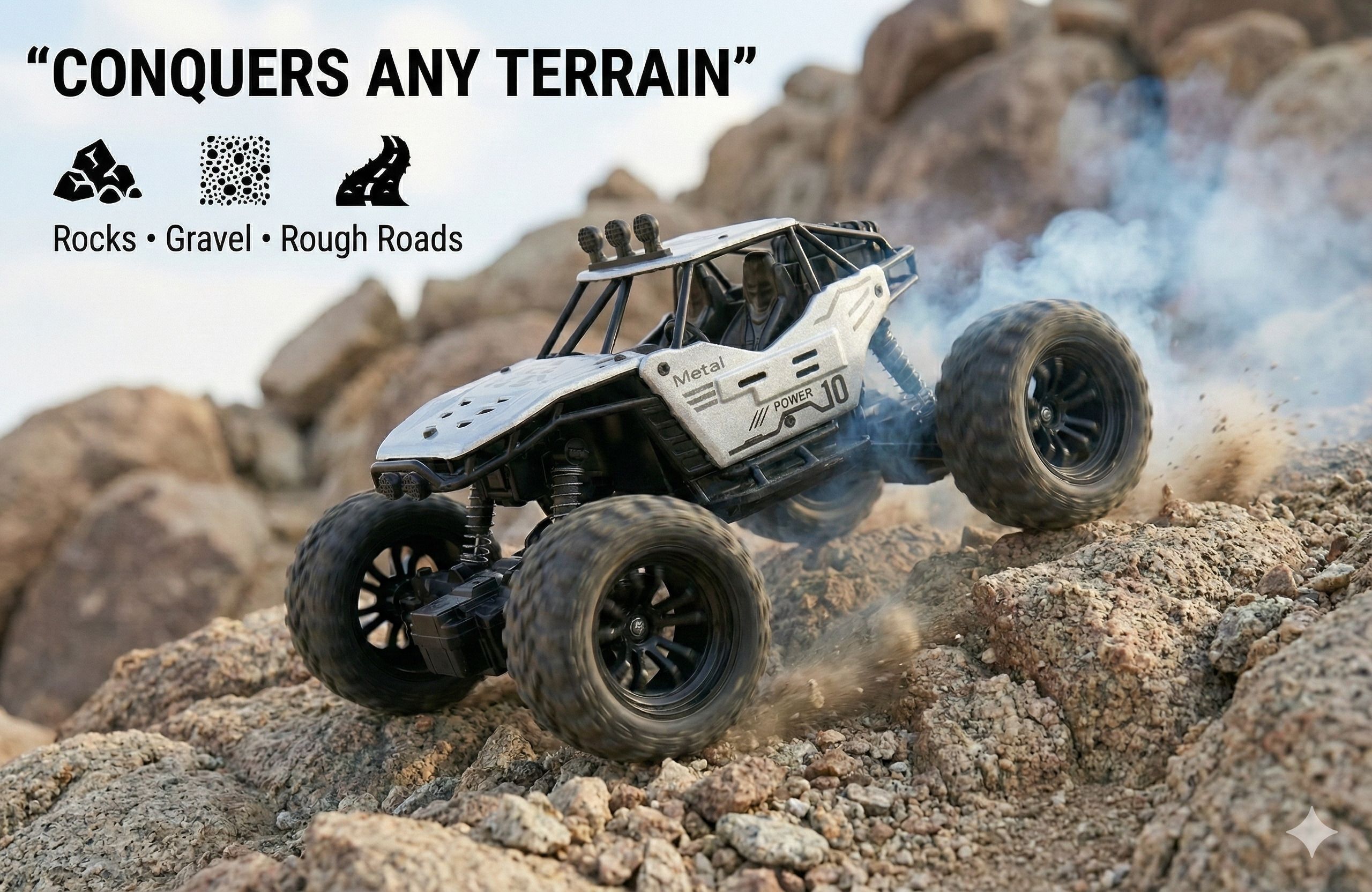 king toyz Rock Crawler Remote Control Smoke Car Realistic Mist Spray With LED Light-picture-30