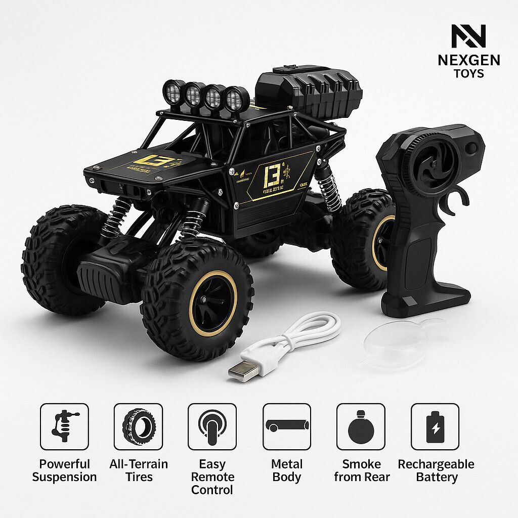 Large RC Rock Climber Car with Smoke, Metal Body & Type-C Charging-image-35