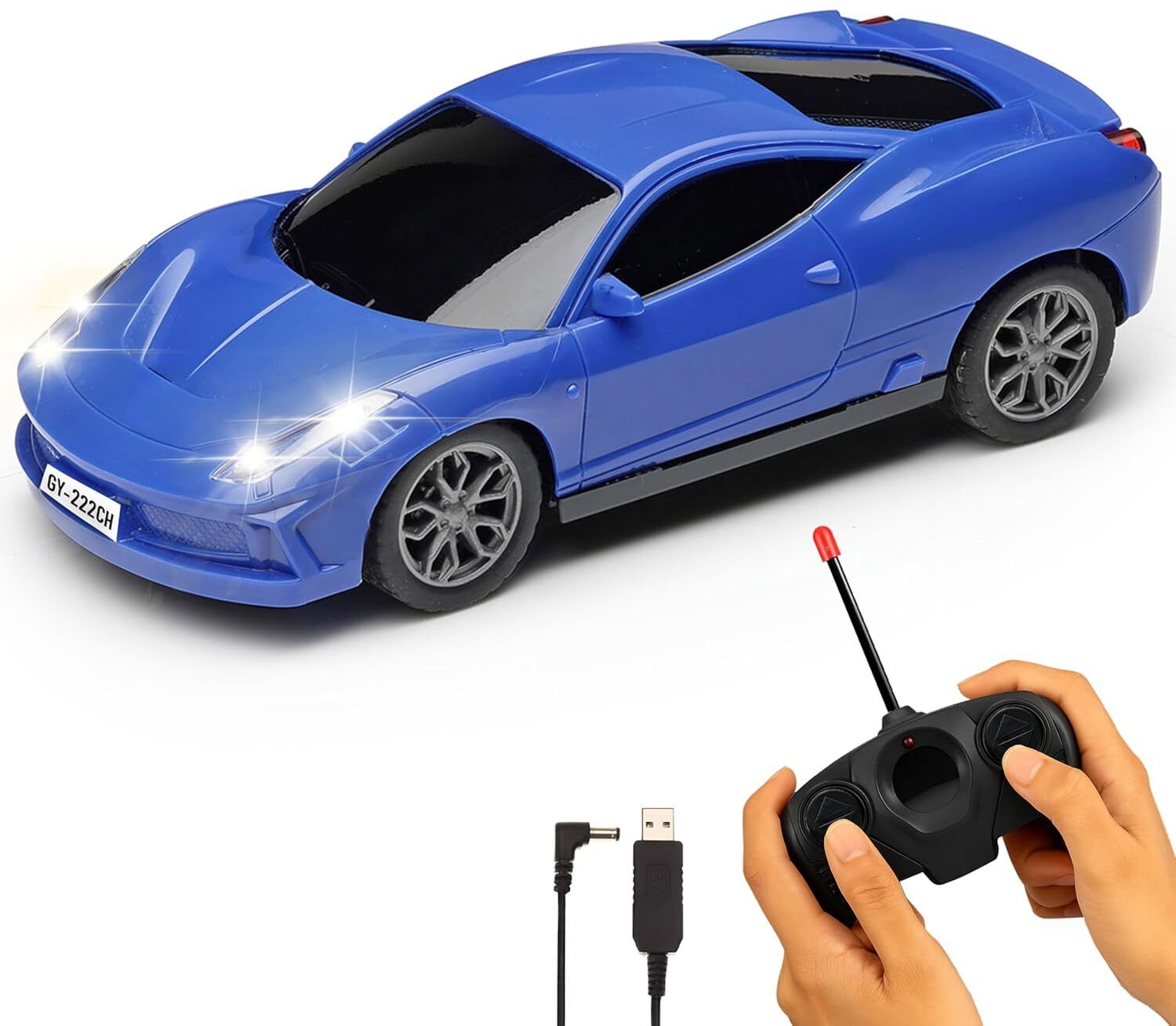 goyalbrothers Remote Control Racing Car High-Speed RC Toy with LED Headlights Anti-Skid Tyres-picture-16