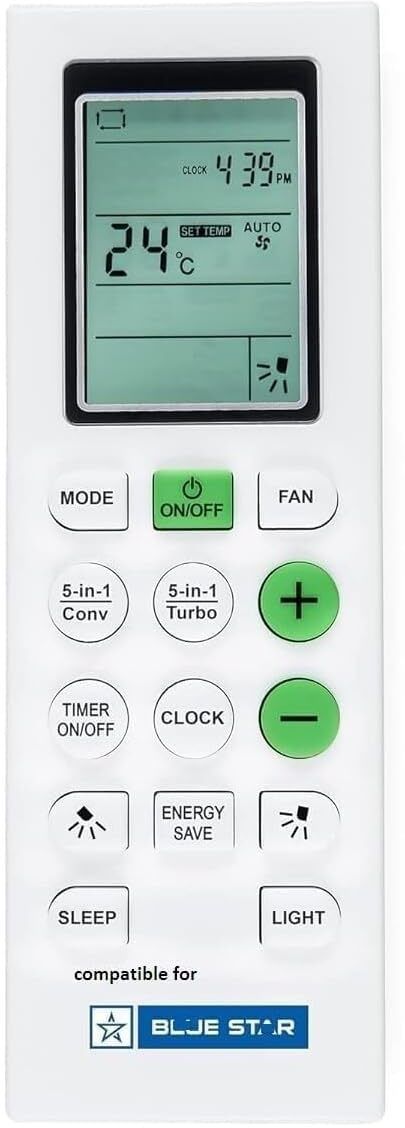 BSPS IC518YNU/2023 5 Years Warranty AC Remote Compatible for Blue Star Split AC Model IC518YNU blue star ac remote Remote Controller