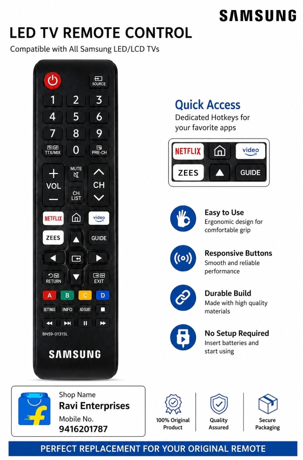 RM SAMSUNG LED TV REMOTE (SMART TV)(TIZEN OS) Samsung HD Ready LED Smart Android TV with 2025 | (UA32T4340BKXXL) SAMSUNG LED TV (UA32T4340BKXXL) Remote Controller-picture-15