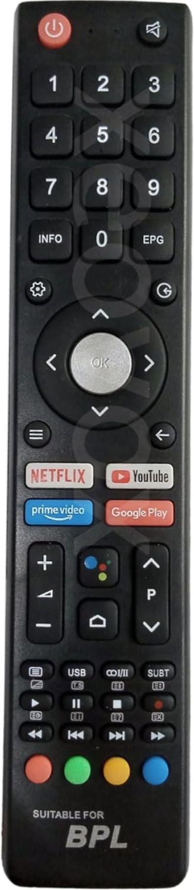 Solid BPL Television with OTT Hotkeys Without Voice Command BPL Compatible for BPL Tv Remote Control Suitable for Smart Android 4k LED Remote Control Compatible for BPL LCD LED TV Remote Controller