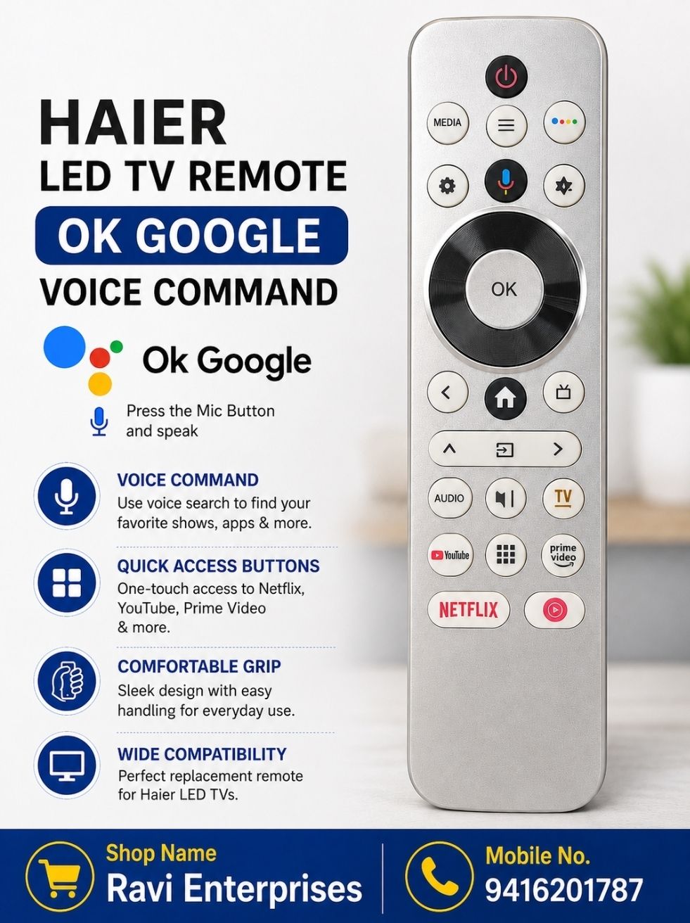 RM Haier Led TV Remote ( Voice Command ) ( Google Tv )( HTR-U33G ) Mobile No. :- 9416201787 (For Any Enquiry) Series :- (S800) (S80) (P7GT-P) MODEL NO. :- (43P7GT-P)(50P7GT-P)(55P7GT-P) (65P7GT-P) (75P7GT-P) (LE43W400UG-N) Remote Controller-picture-36