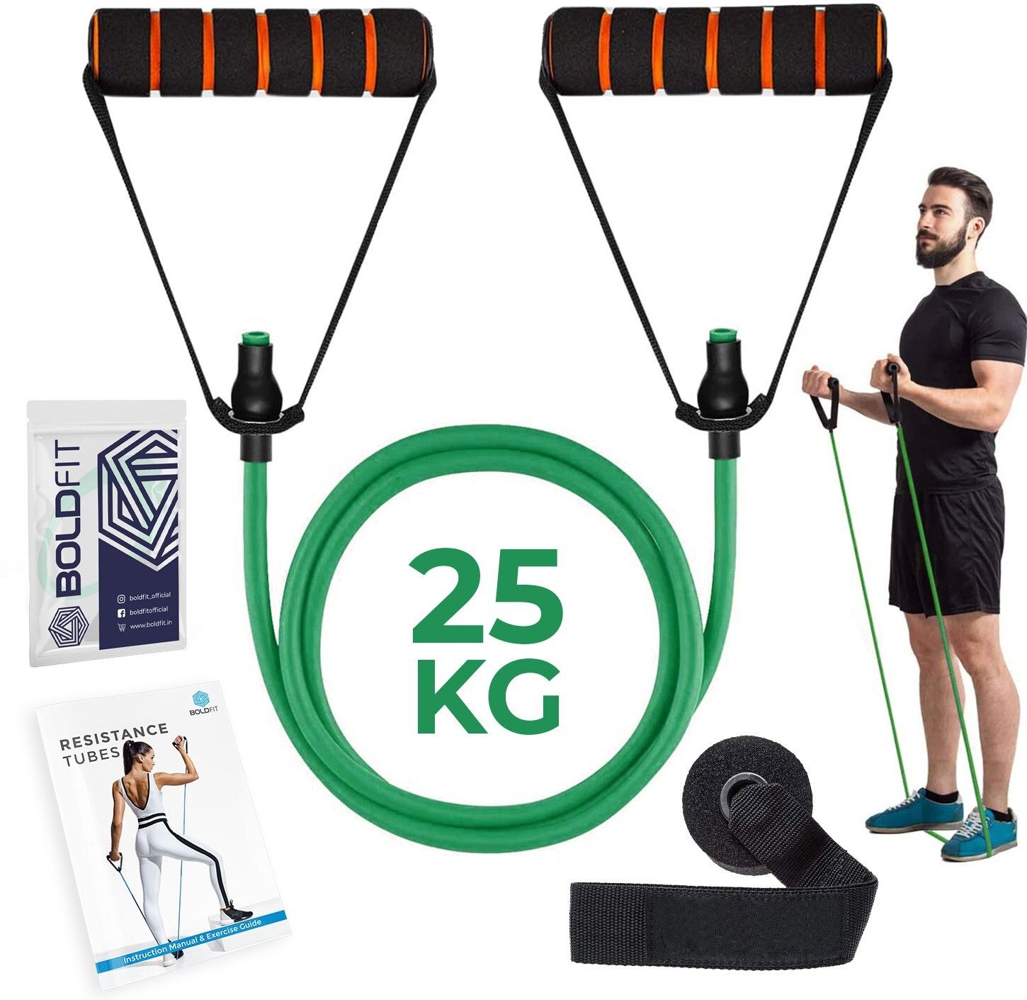boldfit Resistance Tube, Exercise & Stretching Resistance Band Set For Men & Women Workout Resistance Tube-picture-22