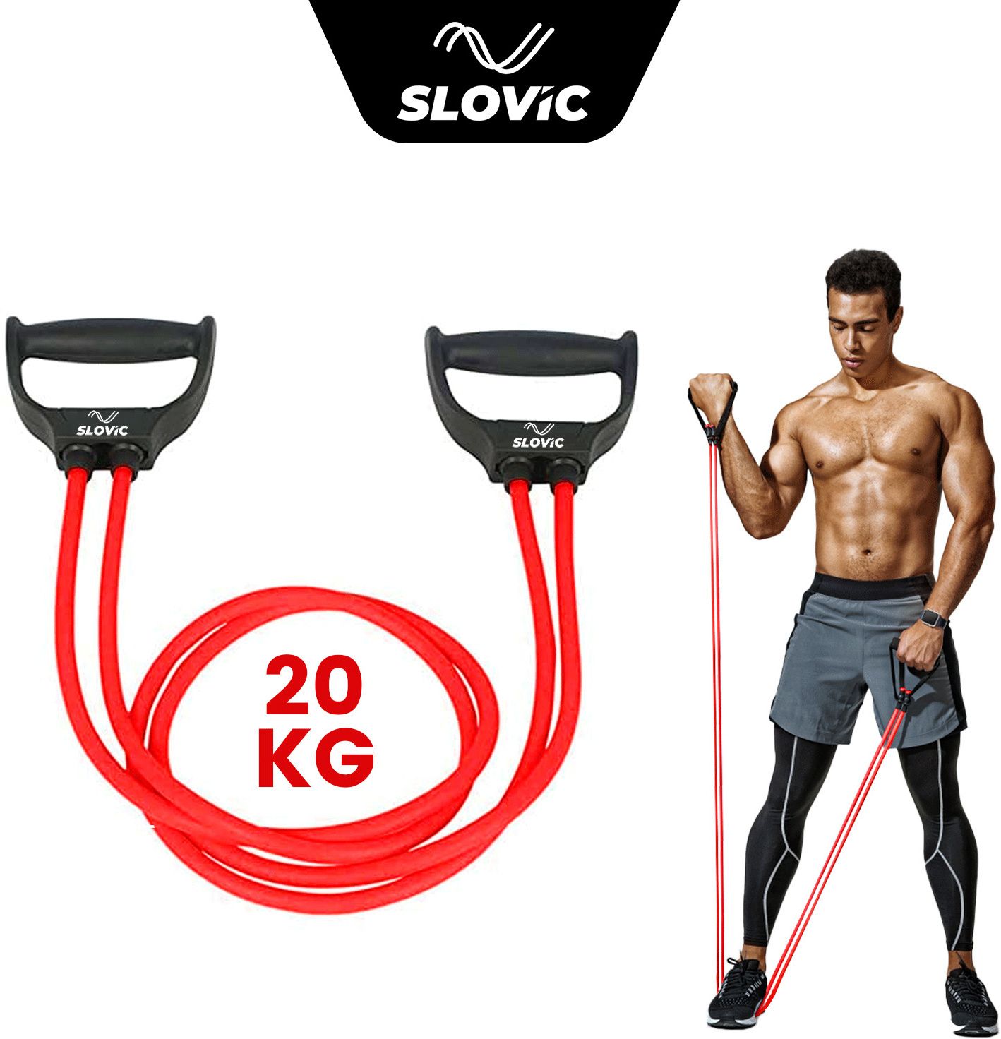 slovic Exercise & Stretching Resistance Band Set For Men & Women Workout Medium Resistance Tube-picture-16