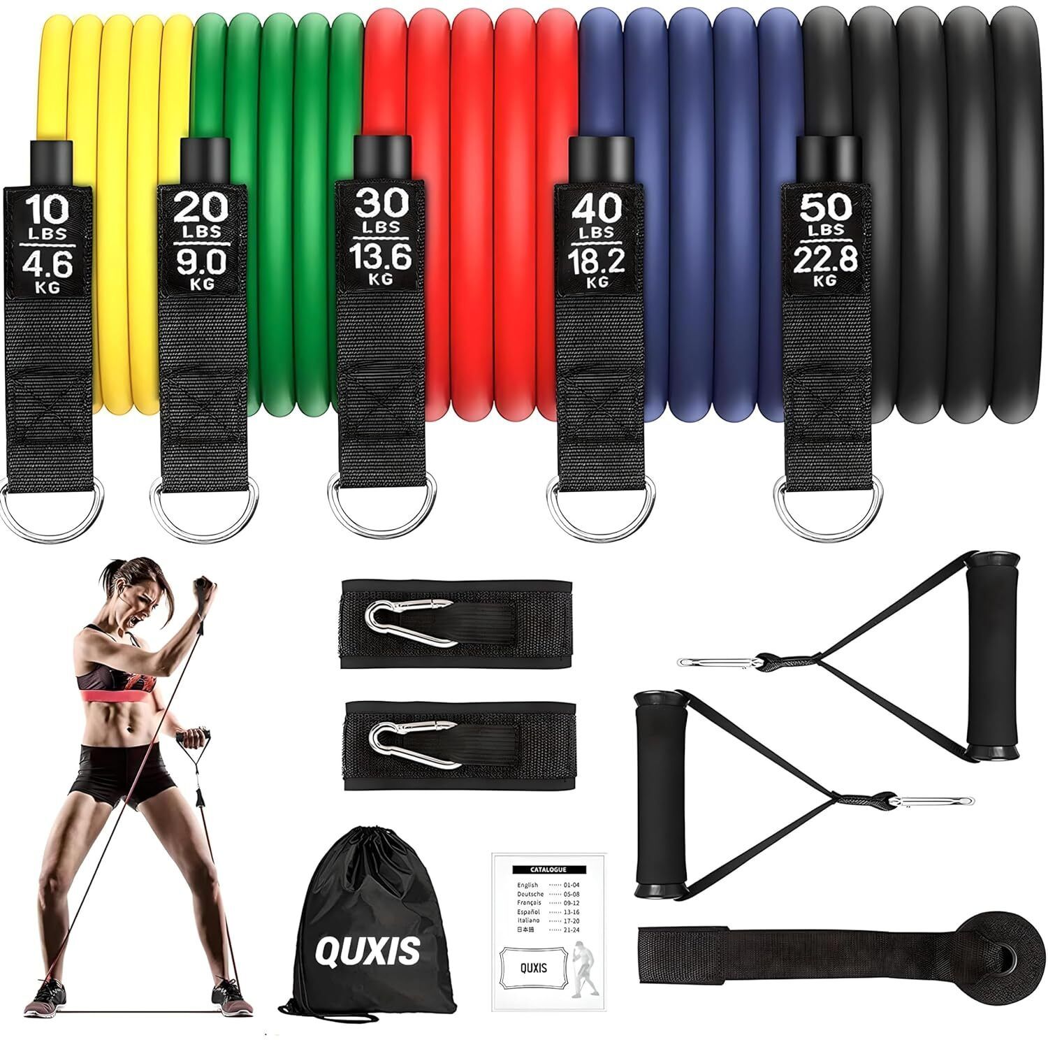 Resistance Exercise Bands with Door Anchor, Handles, Waterproof Carry Bag, Resistance Band-image-1