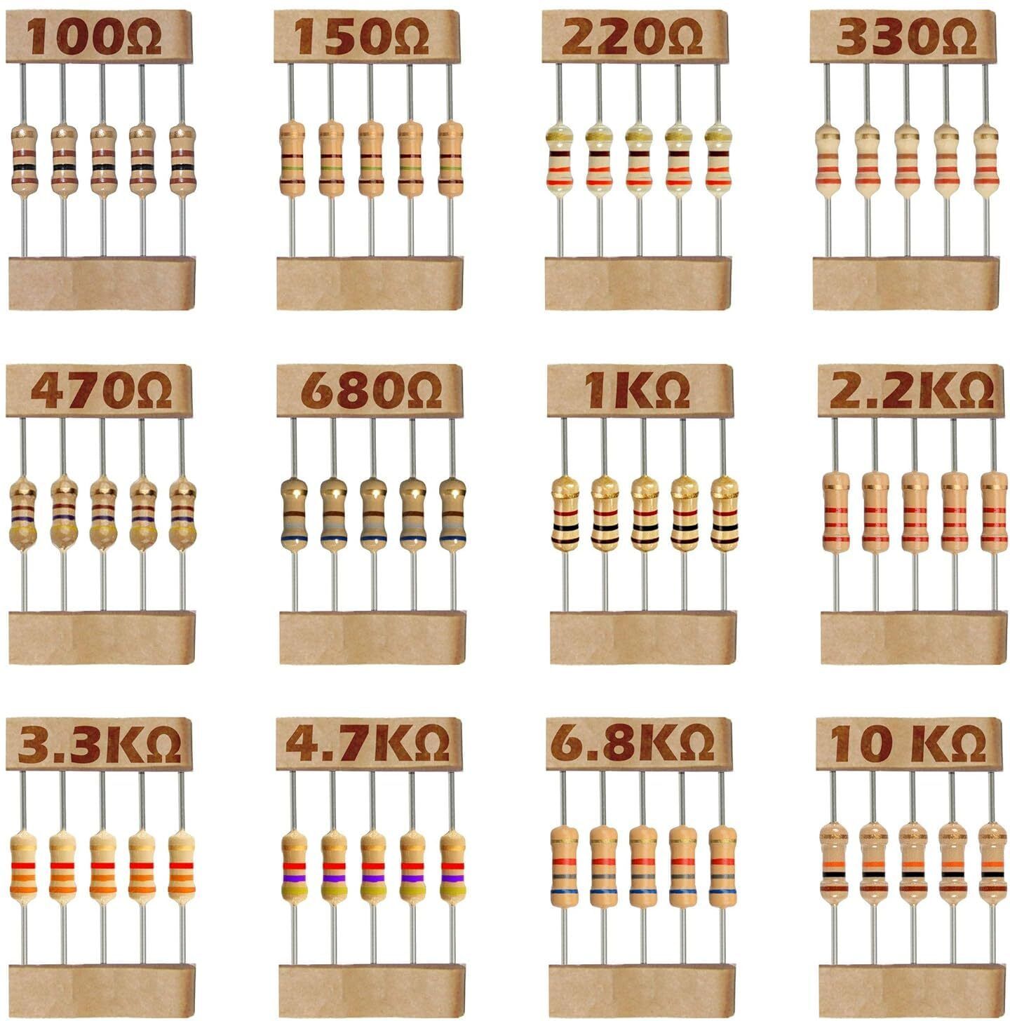 Resistor Kit Total 36 pcs of 12 values 3 pcs Each Fixed Resistor-image-34