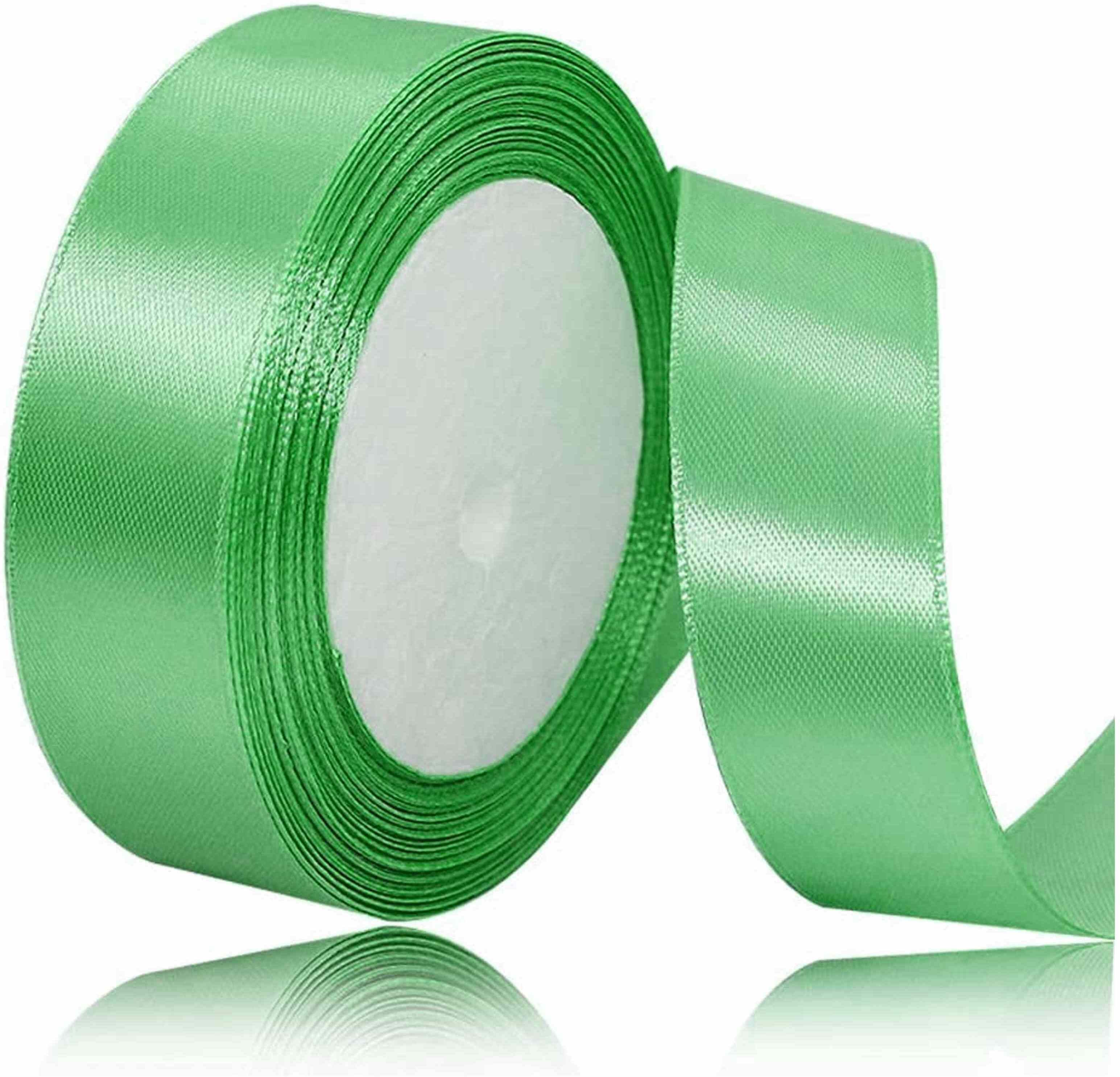 Satin Ribbon-B-1Inch-Green-20 Metar Green Satin Ribbon