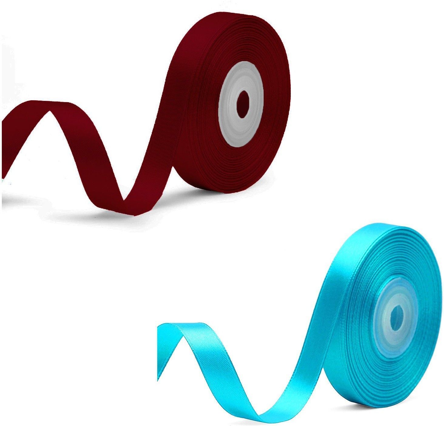 Pack of 2 (1.2cm X 18 Mtr) Satin Ribbon for Party Decorations(Blue & Maroon) Multicolor Satin Ribbon