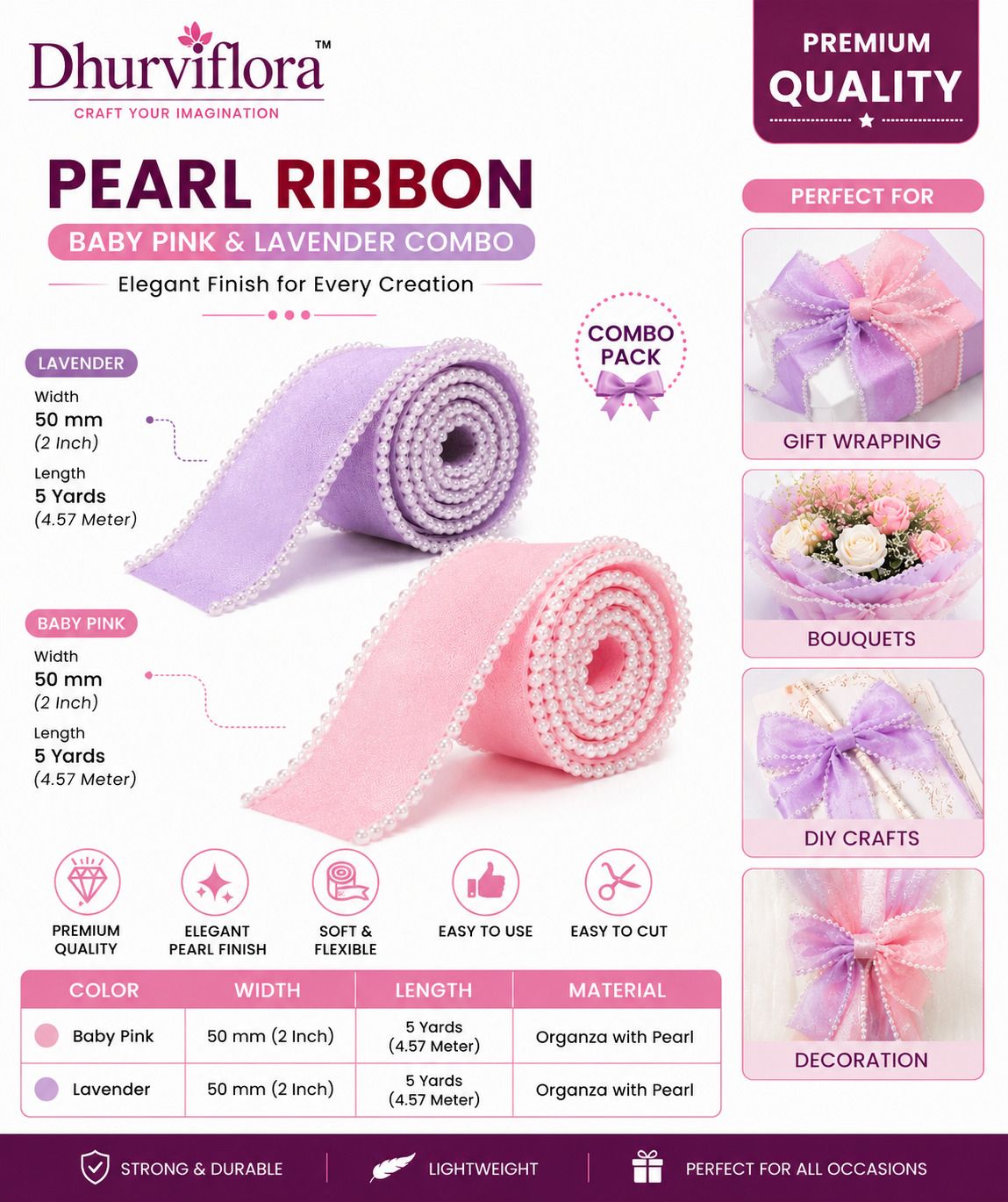 Ribbon Pearl35 Pink, Purple Paper Ribbon-image-47