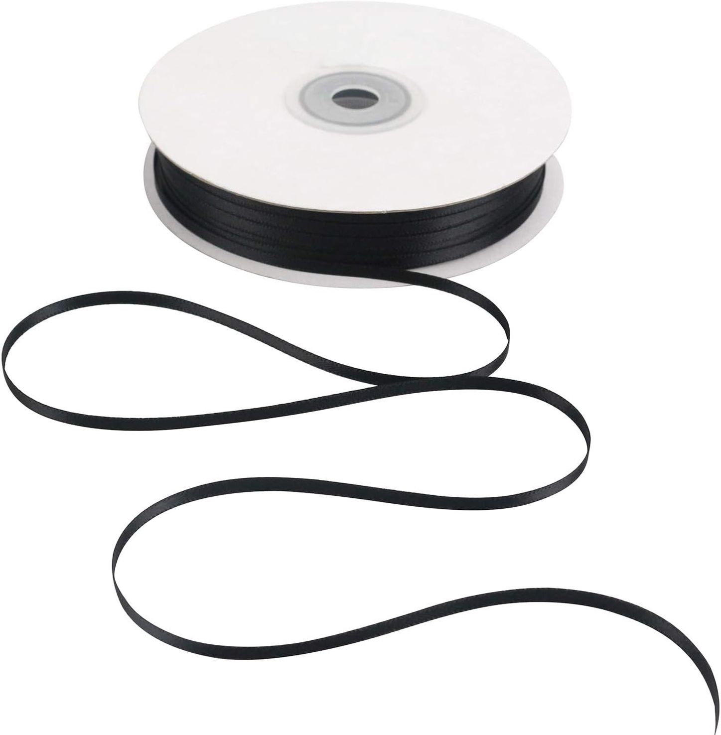 aakriti Black Satin Ribbon Roll 3mm x 65mm for Crafts Wedding Decor Gift Wrap Hair Bows Black Satin Ribbon-picture-5