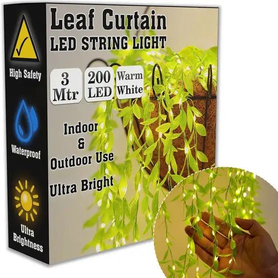 200 LEDs 3 m Yellow Flickering, Steady Leaf Rice Lights-image-4
