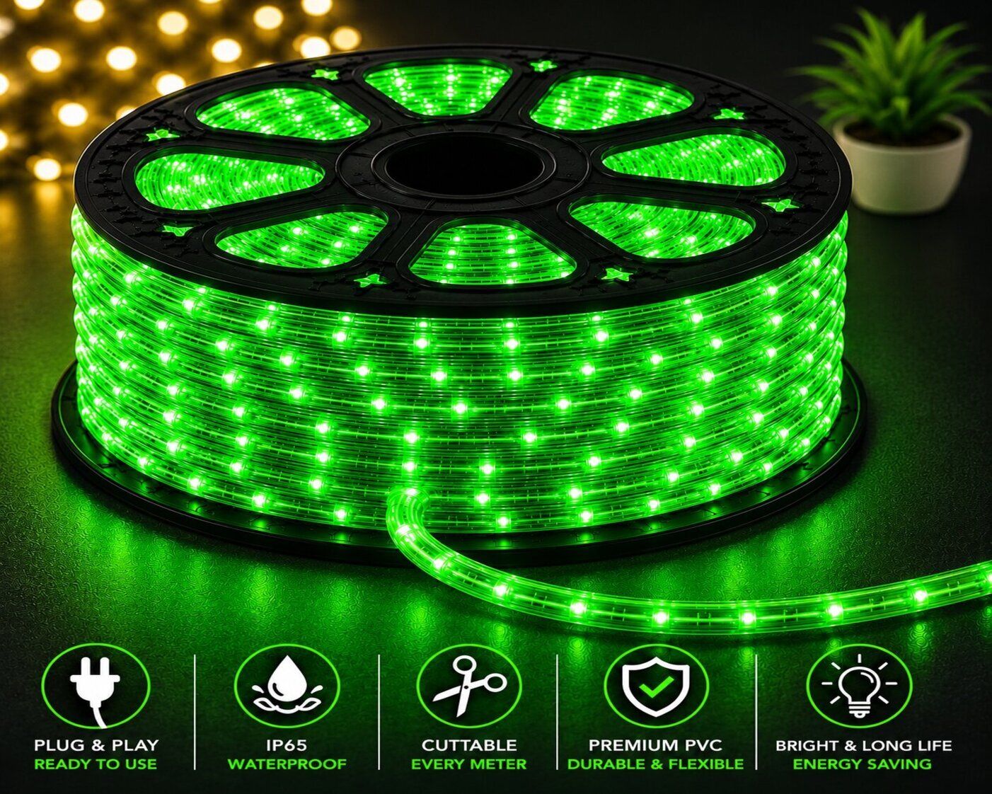 360 LEDs 3 m Green Steady Strip Rice Lights-image-29