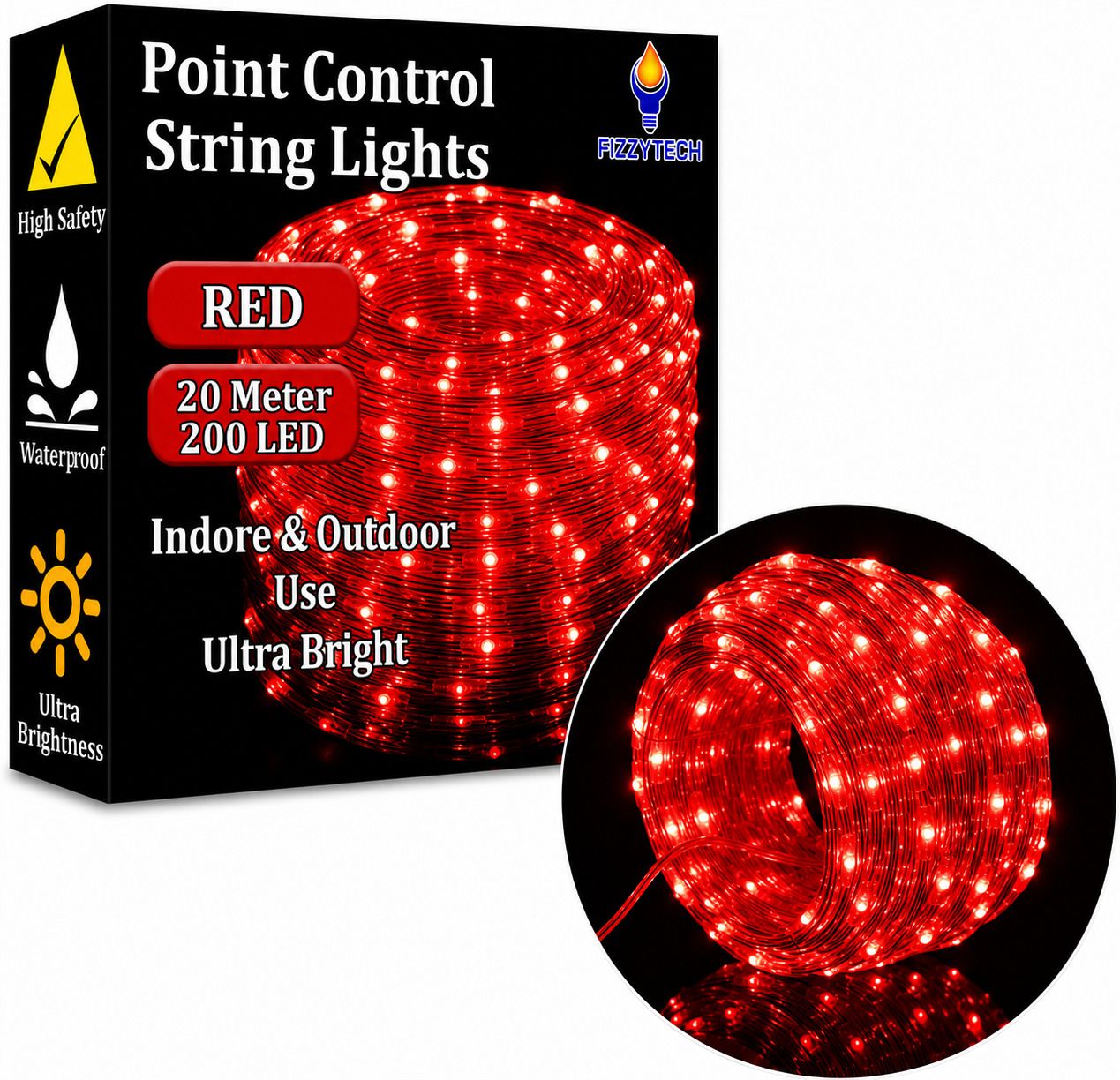fizzytech 100 LEDs 20 m Red Color Changing String Rice Lights-picture-7