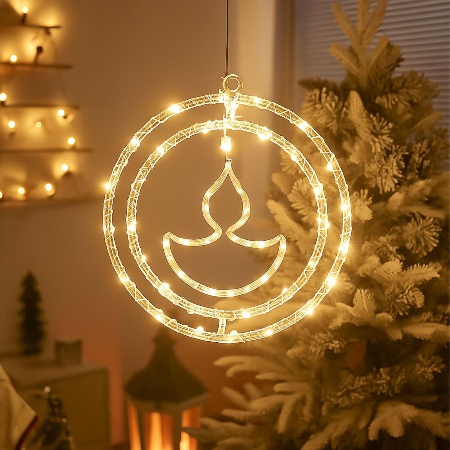 110 LEDs 1 m Yellow Flickering, Steady Diya Rice Lights-image-49