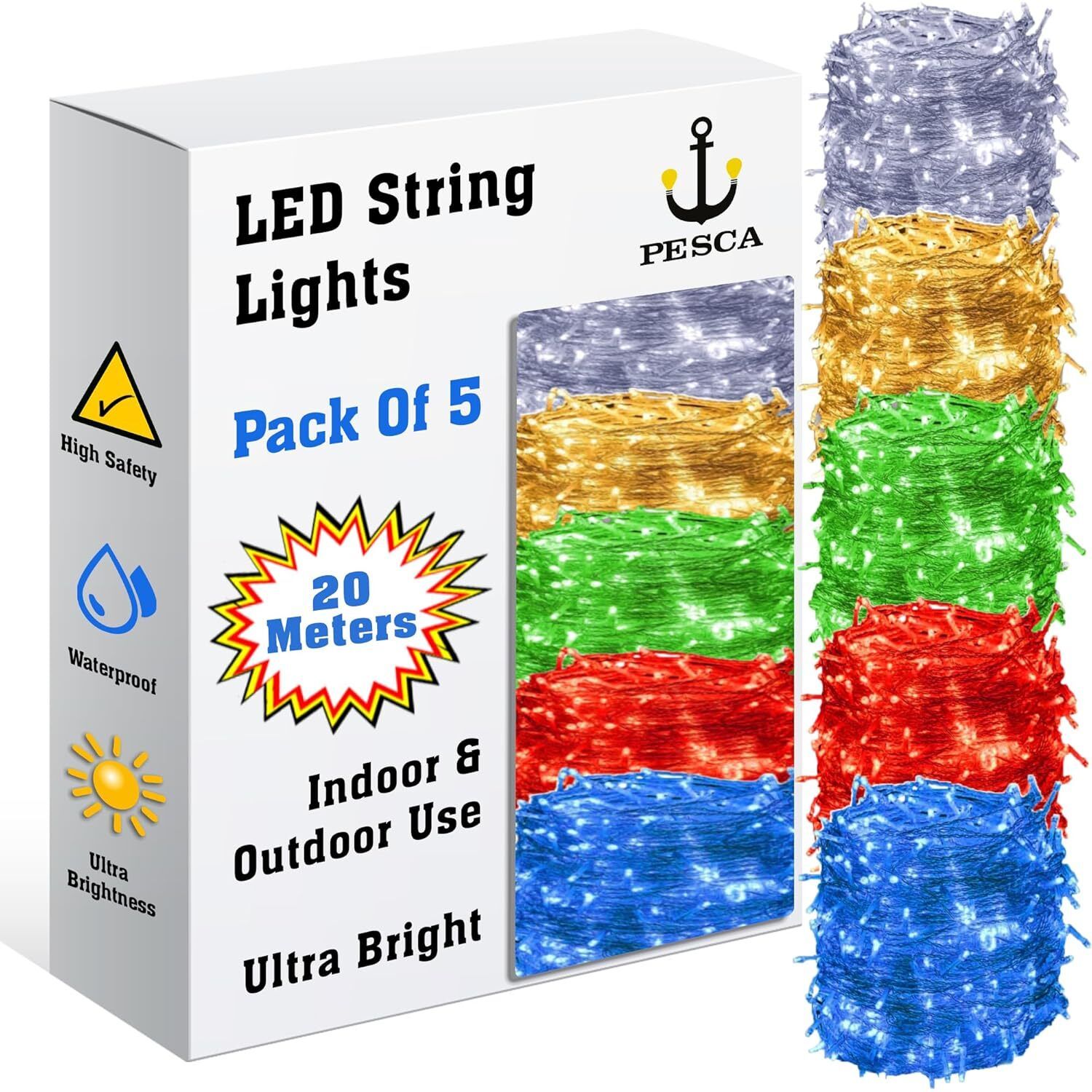60 LEDs 19.99 m Multicolor Steady String Rice Lights-image-37
