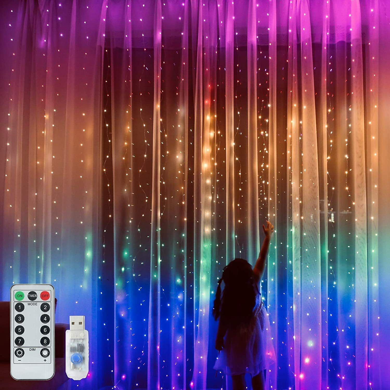 300 LEDs 3.66 m Multicolor Flickering, Steady String Rice Lights-image-33