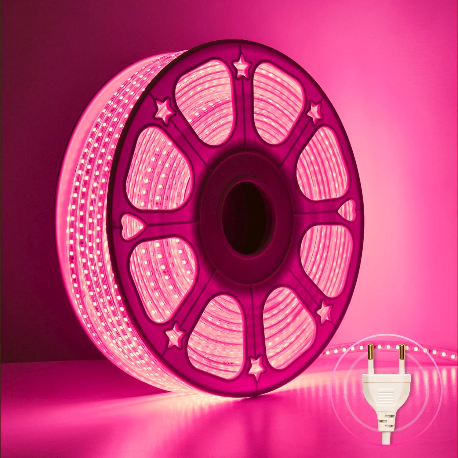 1200 LEDs 5 m Pink Steady String Rice Lights