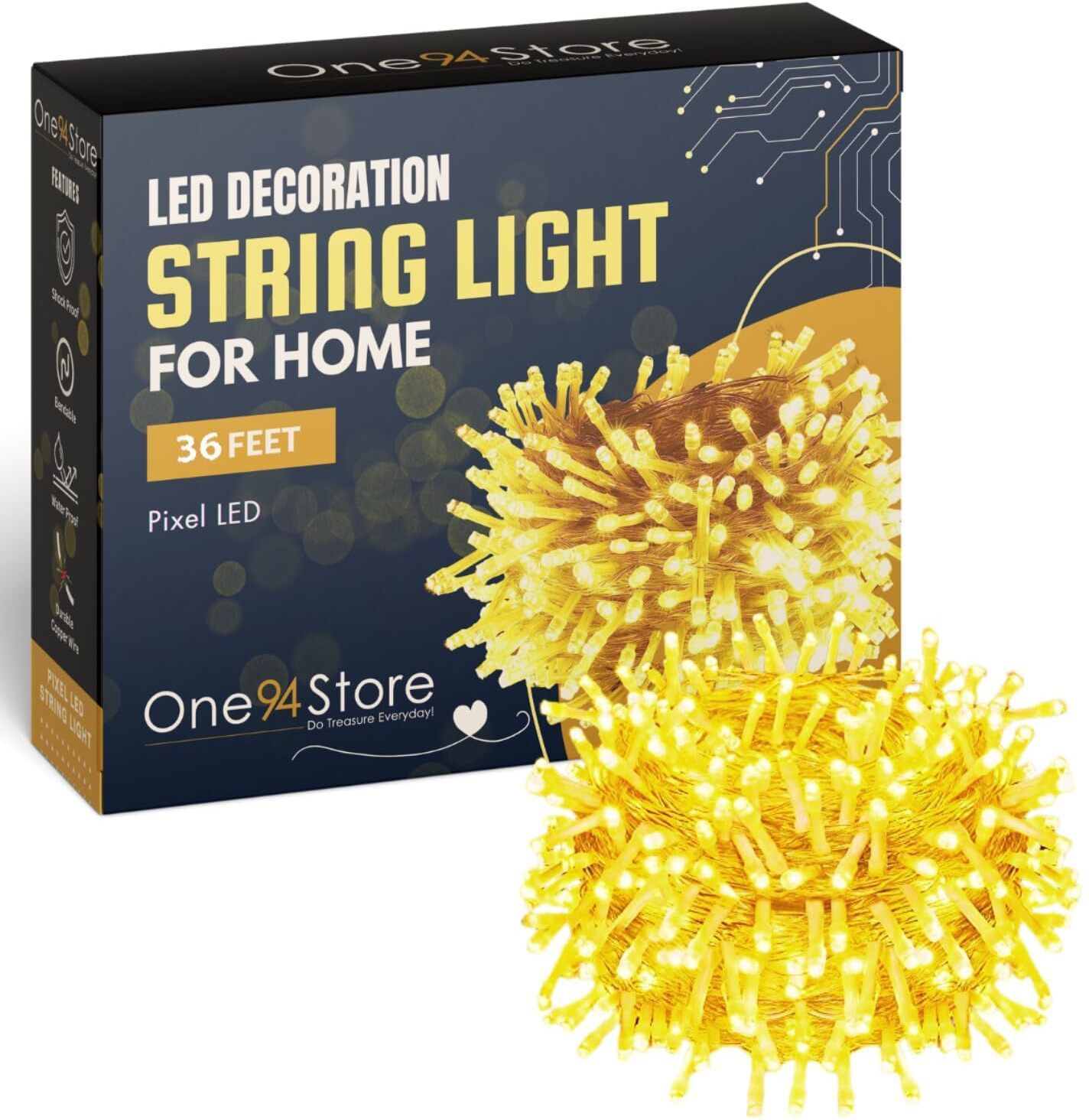 36 LEDs 12 m Yellow Steady String Rice Lights-image-41