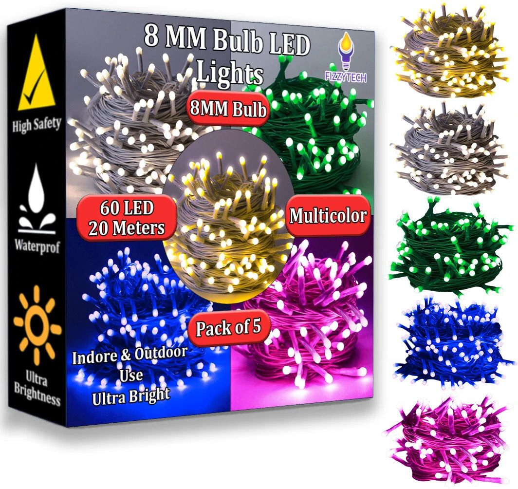 60 LEDs 20 m Multicolor Steady String Rice Lights-image-48