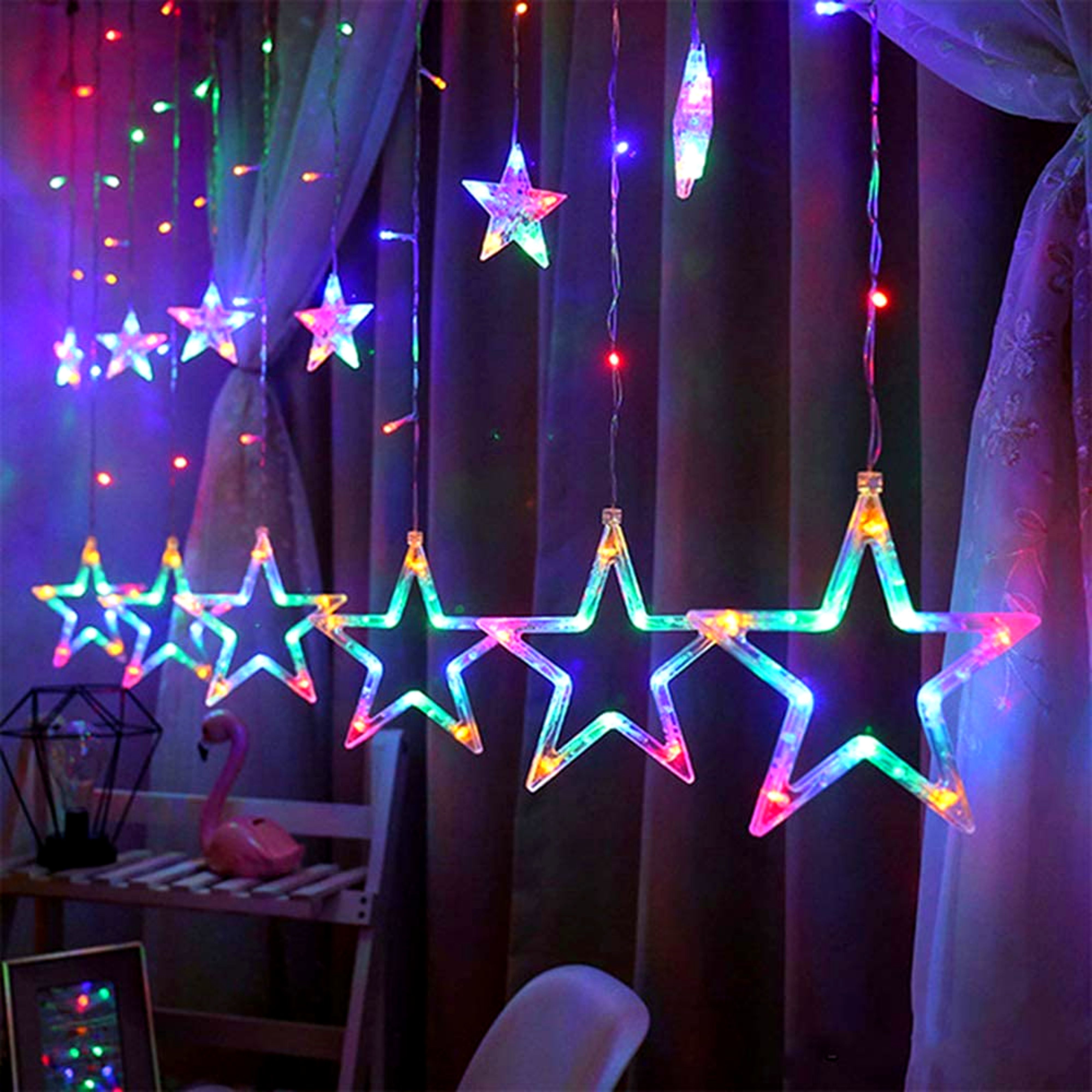 138 LEDs 2.49 m Multicolor Flickering Star Rice Lights