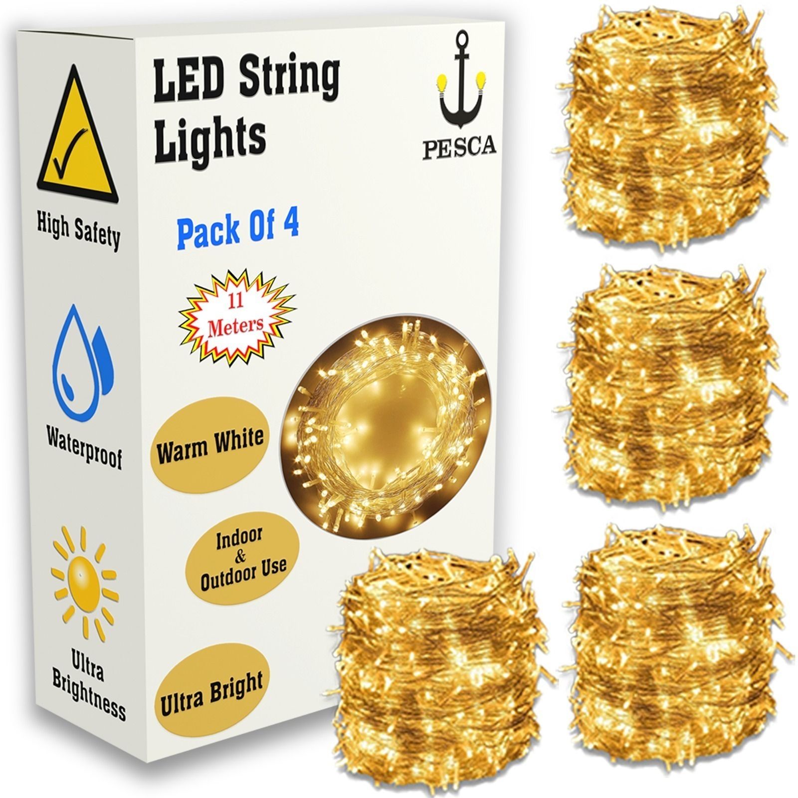 pesca 40 LEDs 11 m Yellow Steady String Rice Lights-picture-14