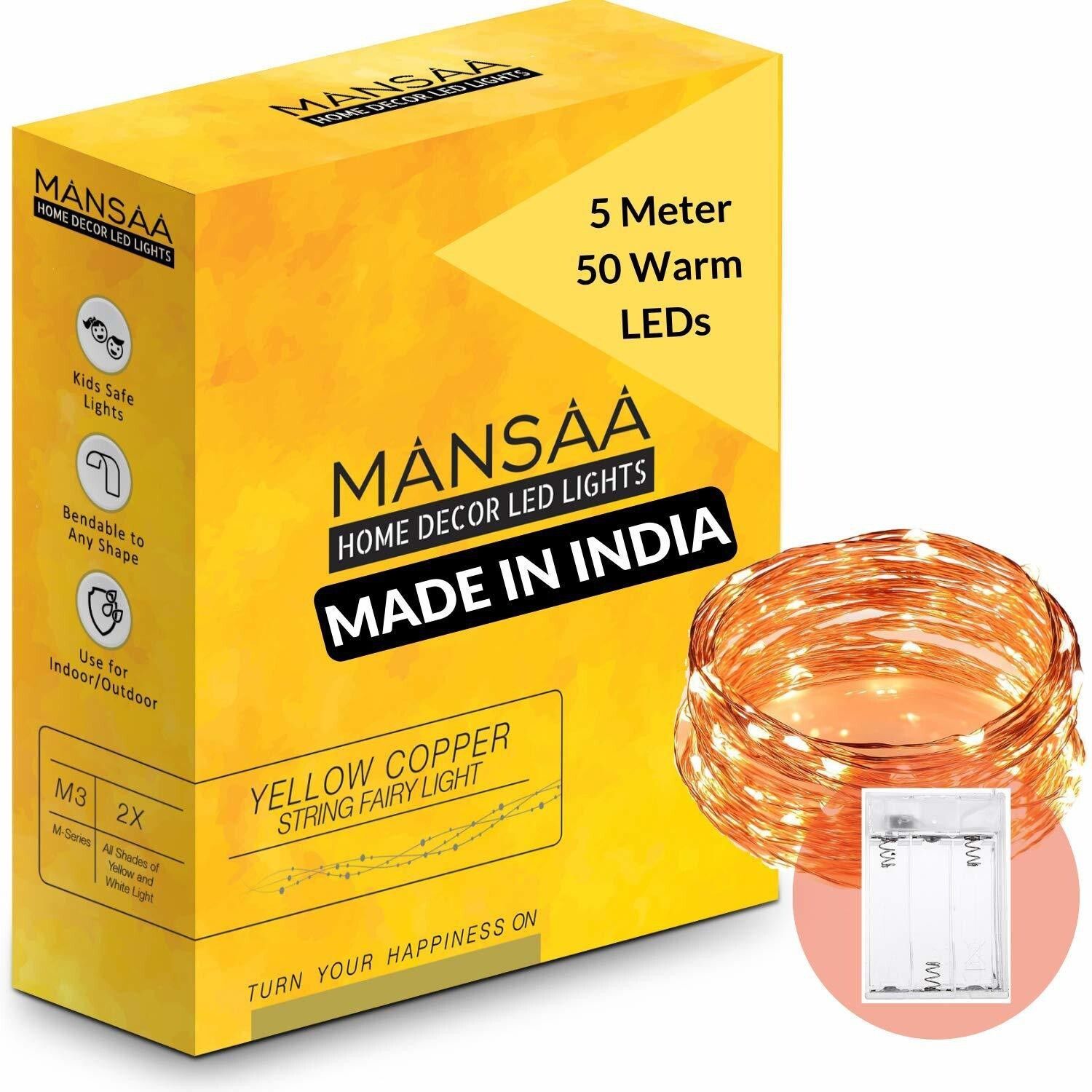 mansaa 50 LEDs 5 m Gold, Yellow Steady Water Drop Rice Lights-picture-18