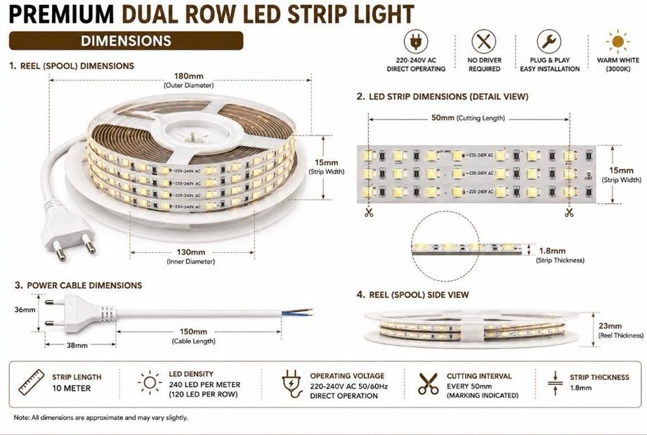 240 LEDs 10 m Yellow Steady Strip Rice Lights-image-45