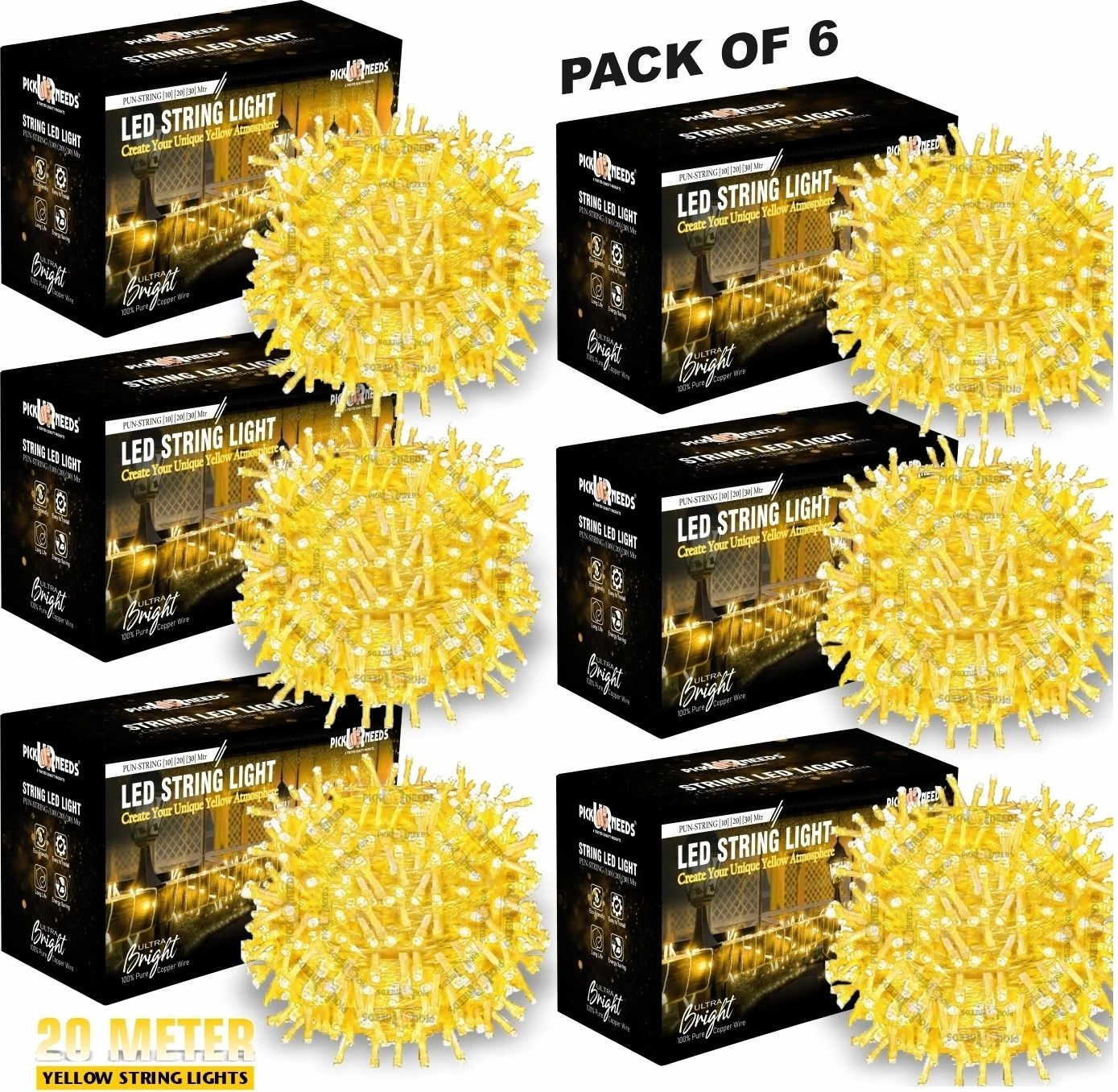 60 LEDs 20 m Yellow Steady String Rice Lights-image-46