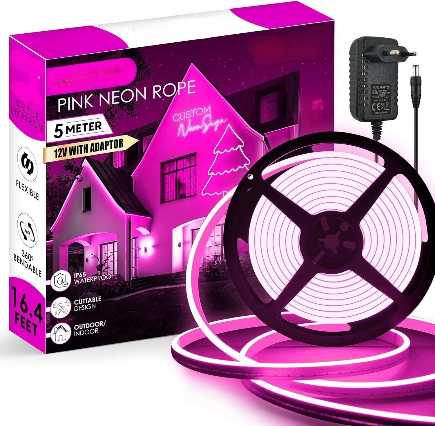 600 LEDs 5 m Pink Steady Strip Rice Lights