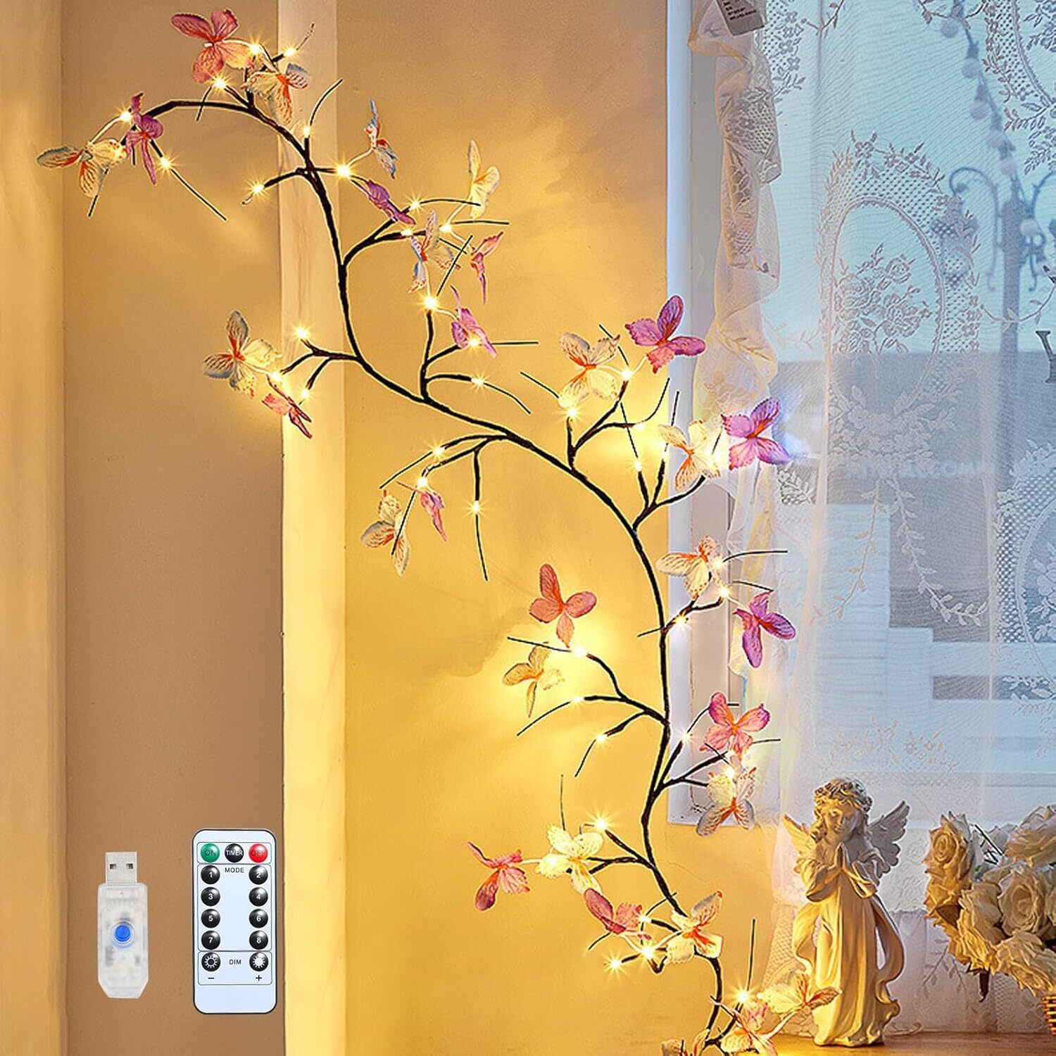 onovate 48 LEDs 1.8 m Yellow Steady Butterfly Rice Lights-picture-14