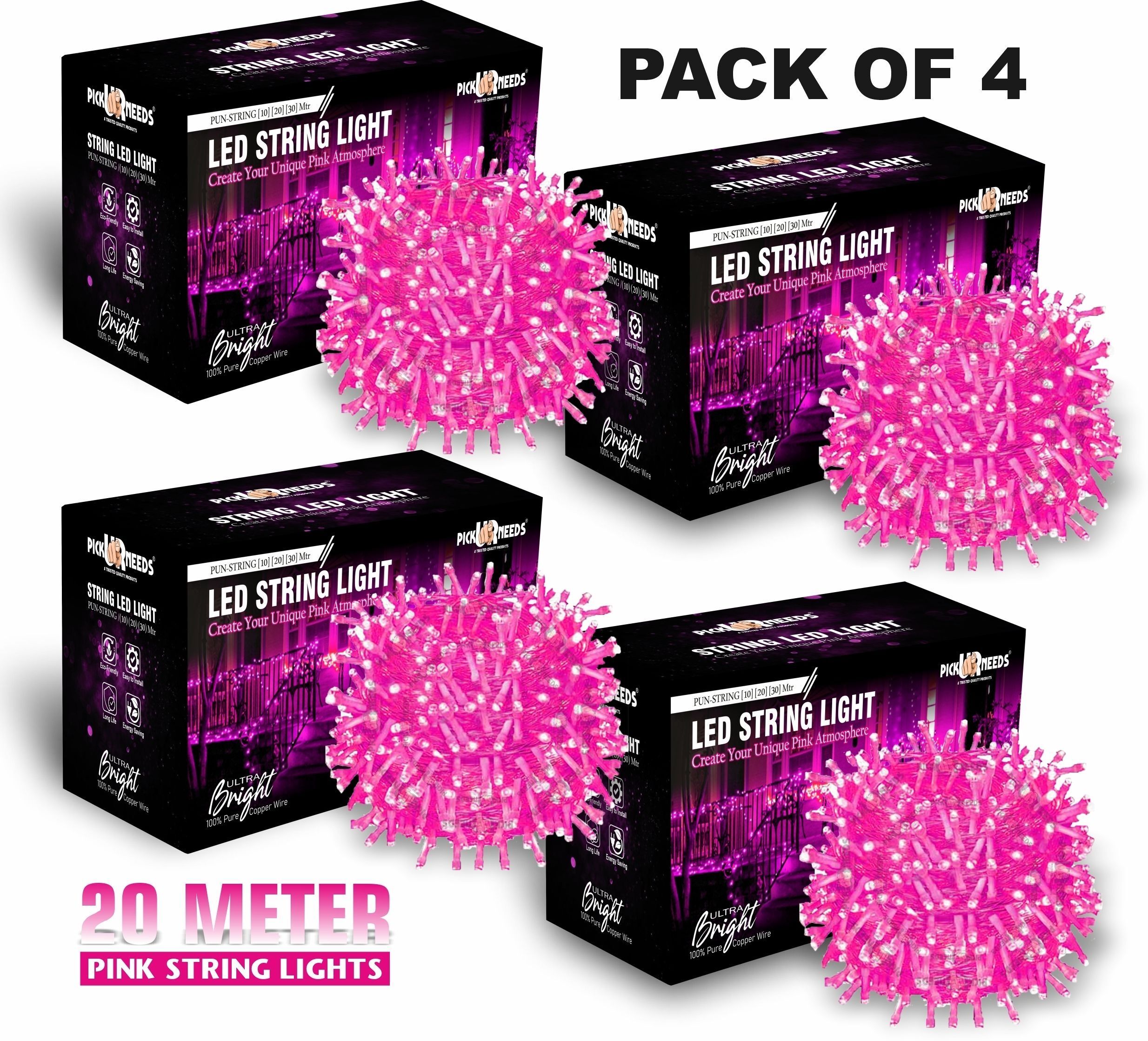 60 LEDs 20 m Pink Steady String Rice Lights-image-40