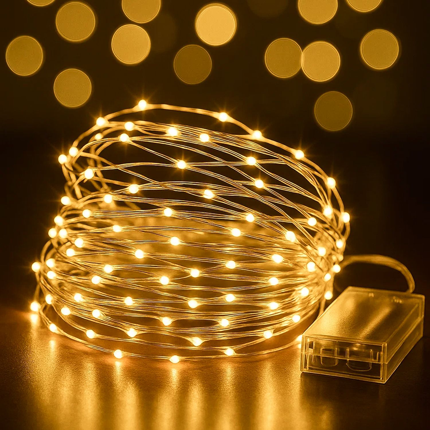 50 LEDs 5 m Yellow Steady Strip Rice Lights-image-7