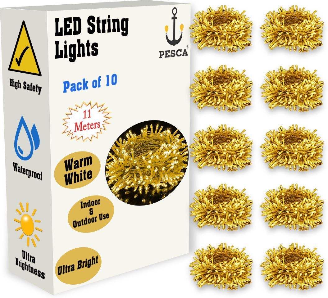 40 LEDs 11 m Yellow Steady String Rice Lights