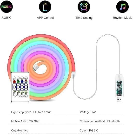 ASTOUND Smart RGBIC Neon Rope Lights 5 Meter LED Strip Light Strip-image-2