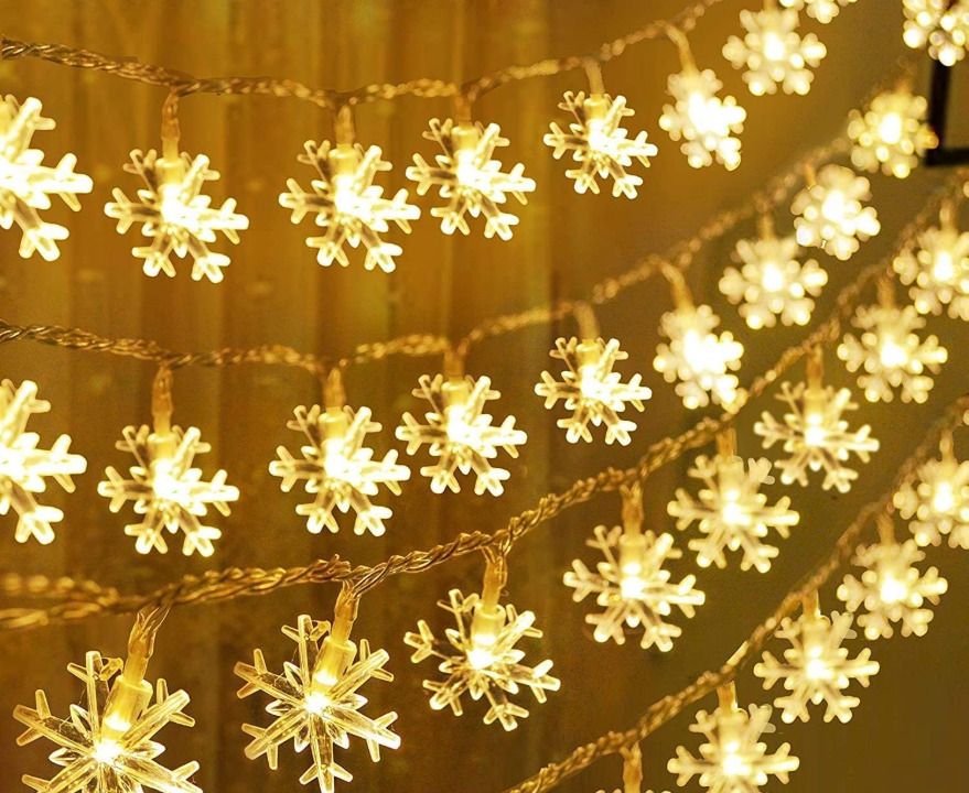15 LEDs 3 m Yellow Steady, Flickering Snow Flake Rice Lights
