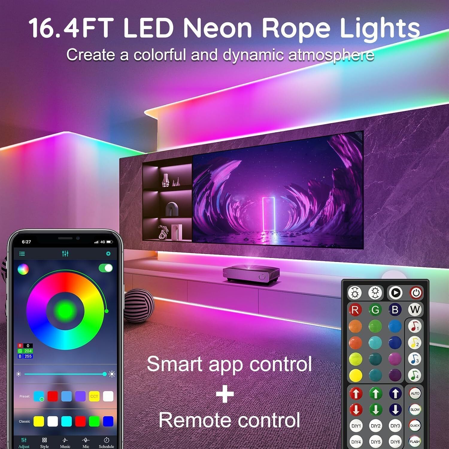 TRUDO Smart RGBIC LED Neon Rope Strip 5M Music Sync Light Strip-picture-32