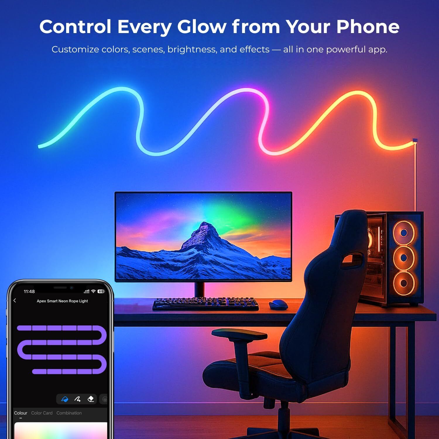 ASTOUND Smart LED Neon Rope Light RGB 5 Meter with USB Power Light Strip-image-46