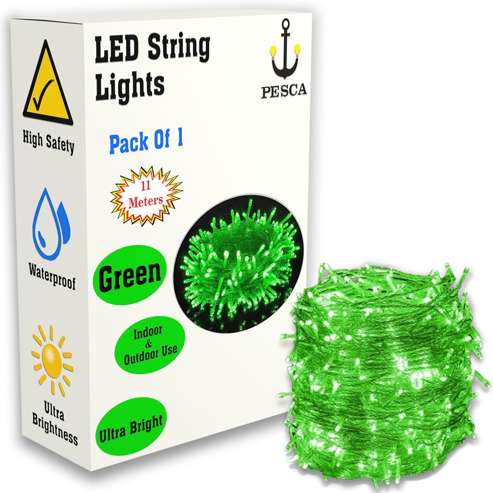 pesca 40 LEDs 11 m Green Steady String Rice Lights-picture-26
