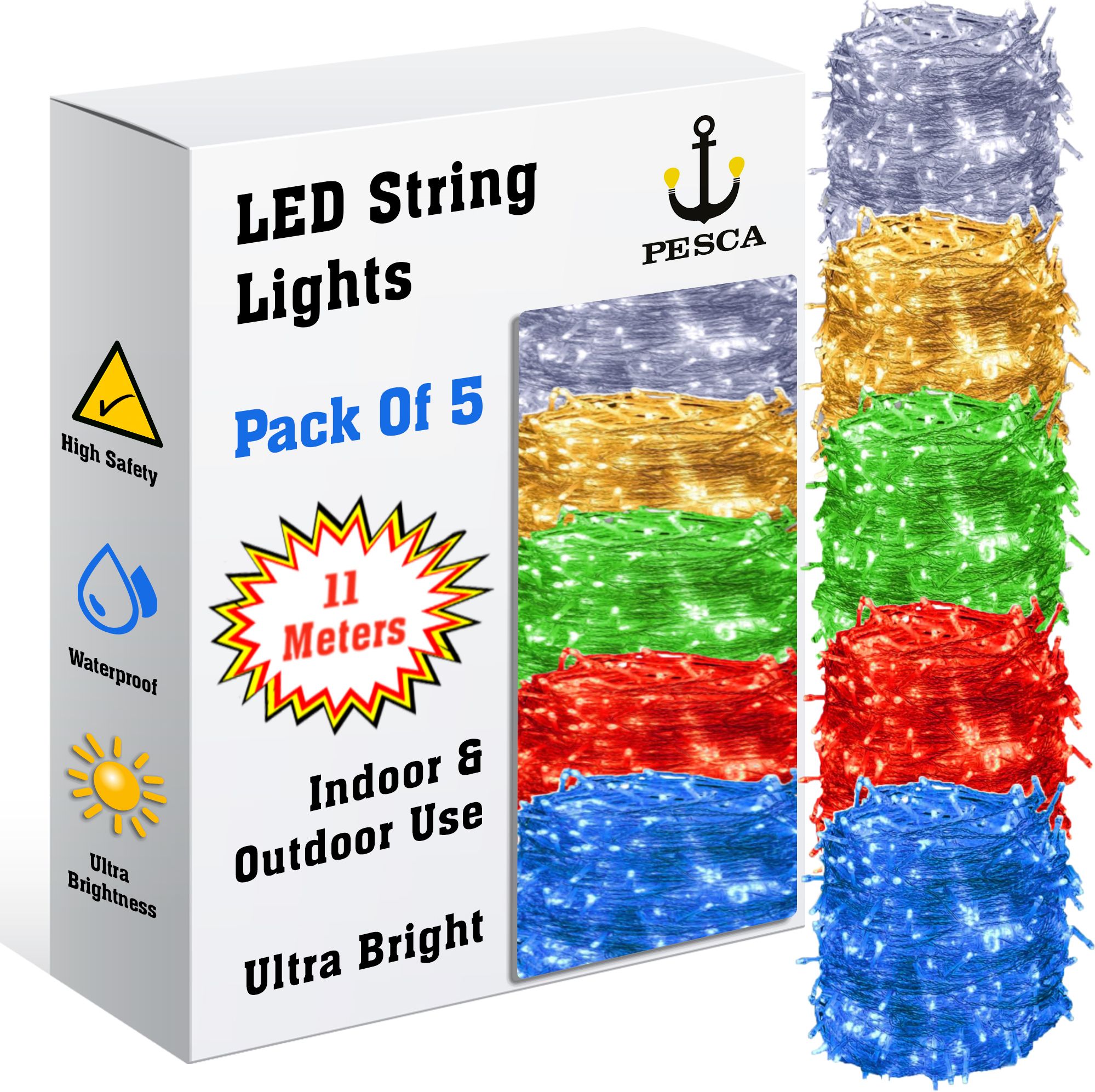 40 LEDs 11 m Multicolor Steady String Rice Lights