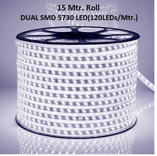hybrix LED Ceiling Light (16 Mtr. Roll) Cove Rope Light, Strip Light, Double Row SMD 5730 LED (Genuine 80 LEDs/Mtr), Waterproof IP67 & Flexible With Free AC Adaptor Plug, Direct 220v AC, Super Bright Cool White Color. Recessed Ceiling Light Ceiling Lamp-picture-11