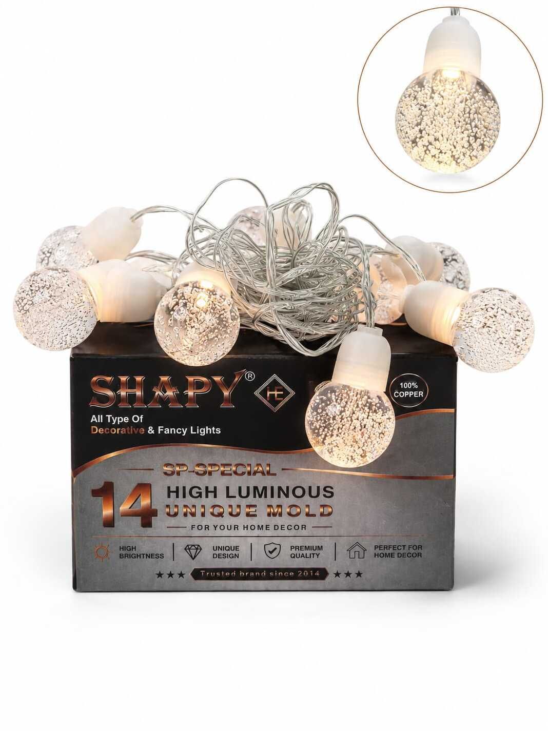 14 LEDs 5 m Transparent Flickering Ball Rice Lights-image-1
