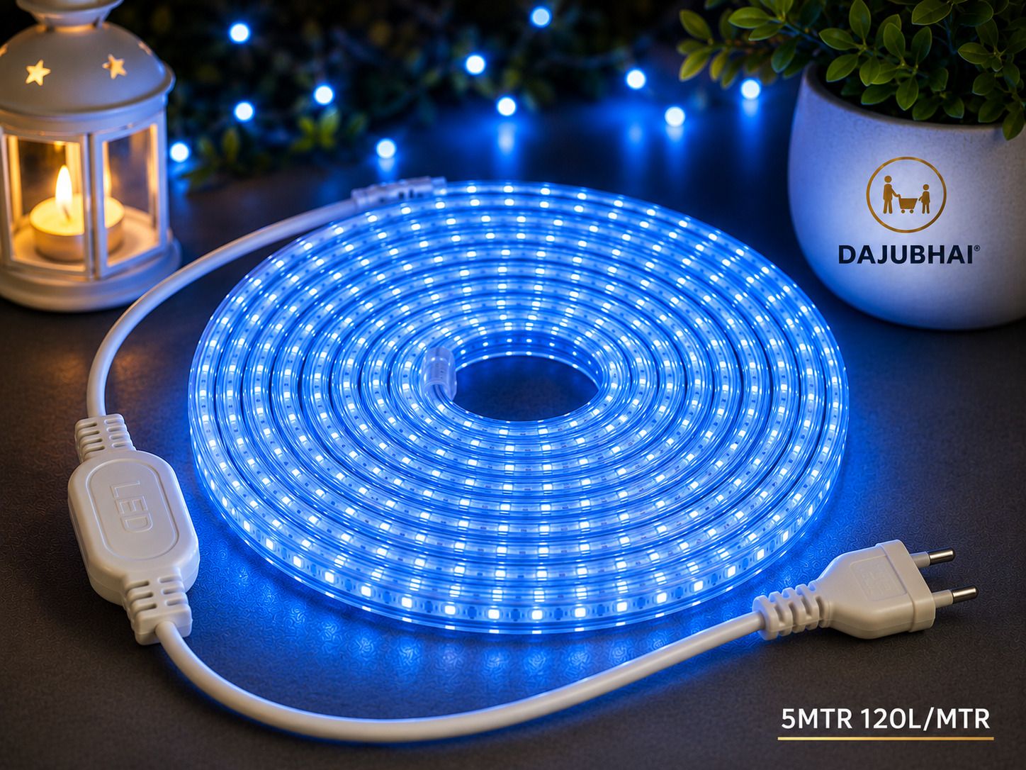 dajubhai 600 LEDs 5 m Blue Steady Strip Rice Lights-picture-29
