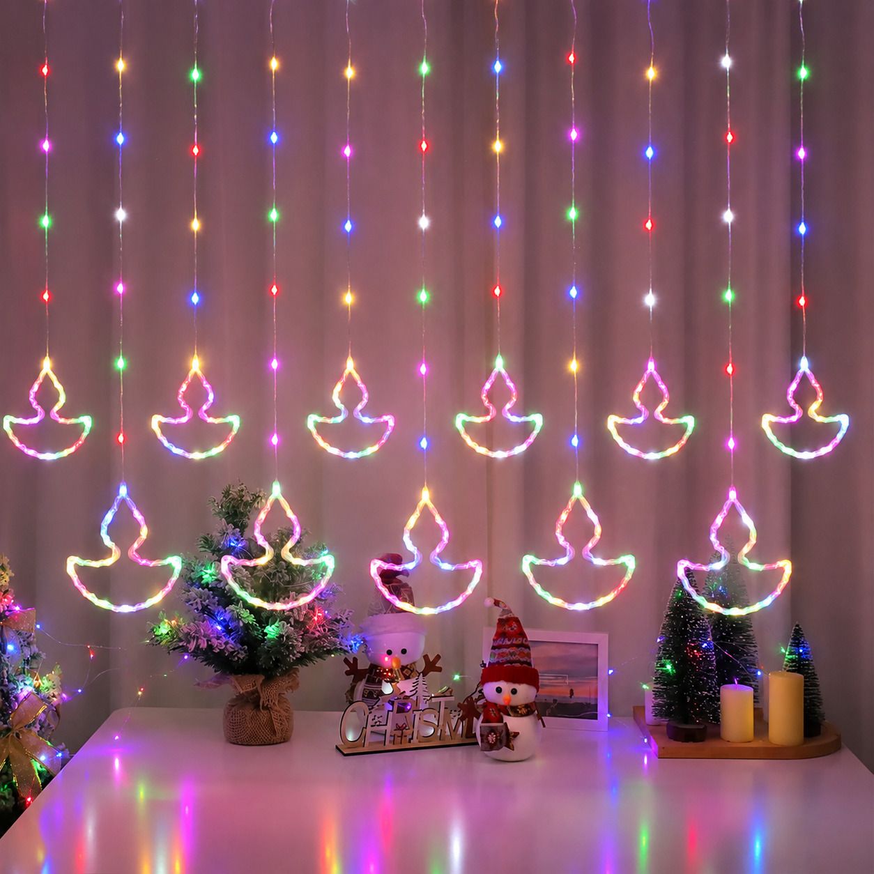 140 LEDs 3.05 m Multicolor Flickering, Steady Diya Rice Lights-image-32